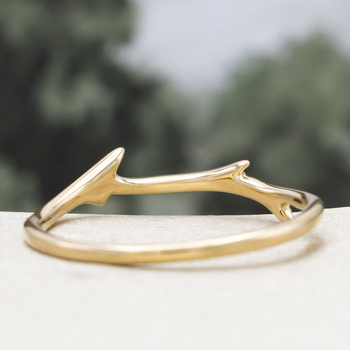 "ARTEMIS" STACKER - 14K GOLD ANTLER-STYLE STACKING BAND-Staghead Designs