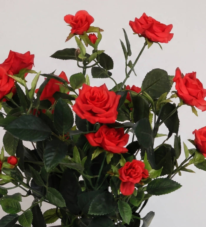 Artificial Rosebush & Grey Pot