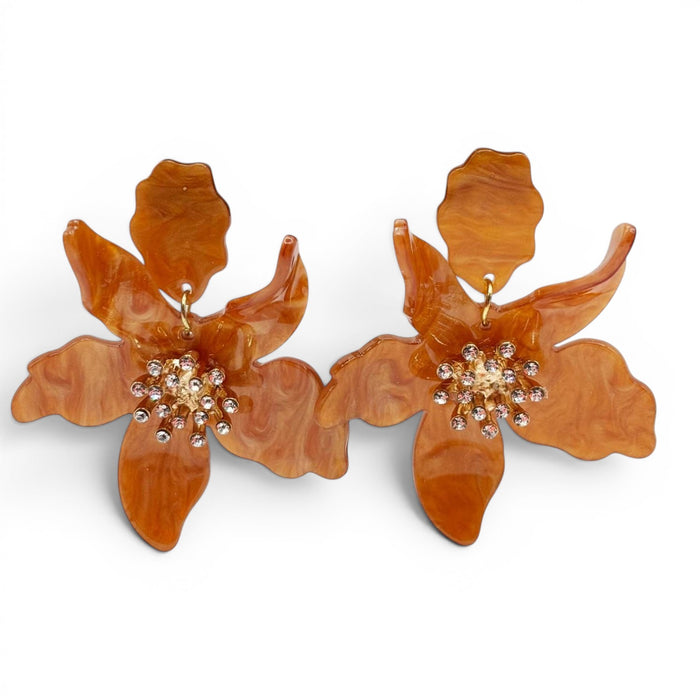 Aurelia Caramel Floral Resin Drop Earrings