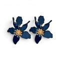 Aurelia Navy Floral Resin Drop Earrings