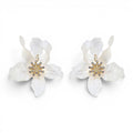Aurelia White Floral Resin Drop Earrings