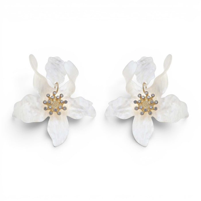 Aurelia White Floral Resin Drop Earrings