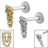 Beaten bar Labret with Chains - Pic&Mix The Body Jewellery Shop