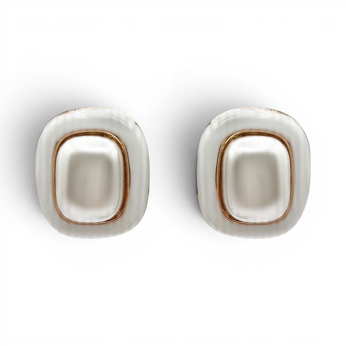 Belle Enamel And Pearl Clip On Earrings