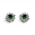 Benedetta Emerald & Diamond Clip On Earrings In Sterling Silver