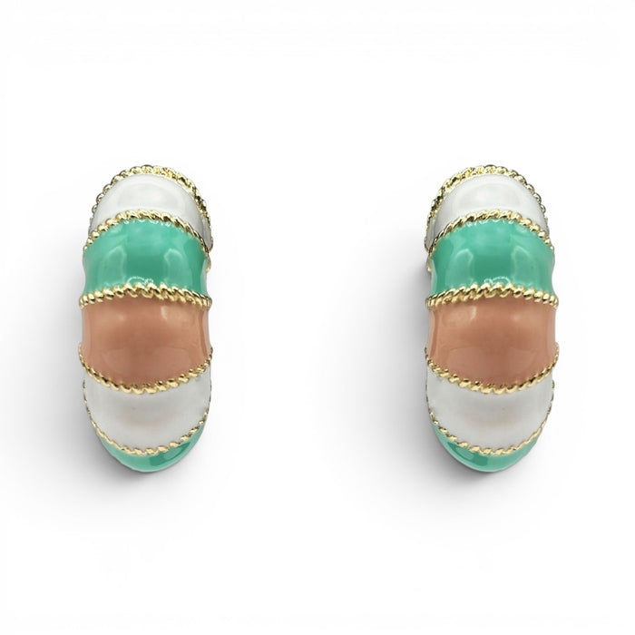 Beverly Gold-Plated Multi Color Enamel Clip On Earrings