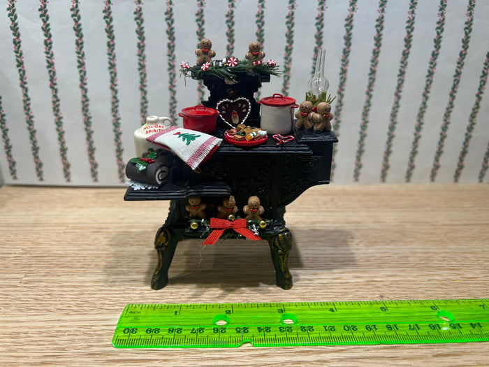 Black Decorated Stove with Christmas Accessories