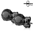 Black IP Plated 316L Surgical Stainless Steel Black CZ Stud Earrings – Round Cubic Zirconia (Pair) - Pic&Mix The Body Jewellery Shop