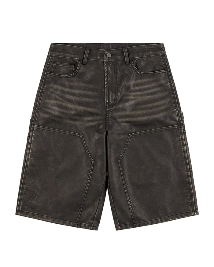 Boredom Kills Leather Shorts Black