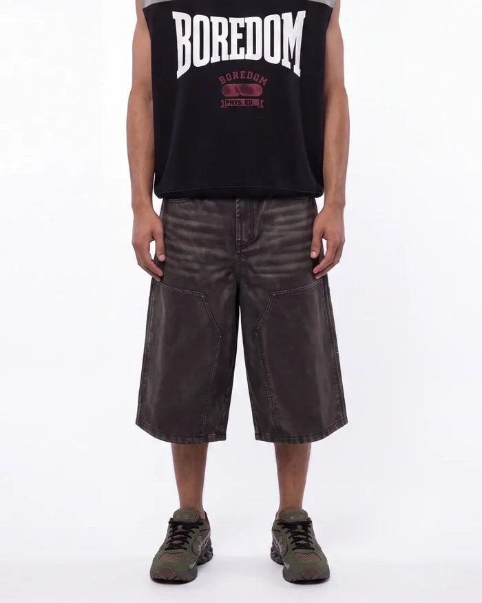 Boredom Kills Leather Shorts Black