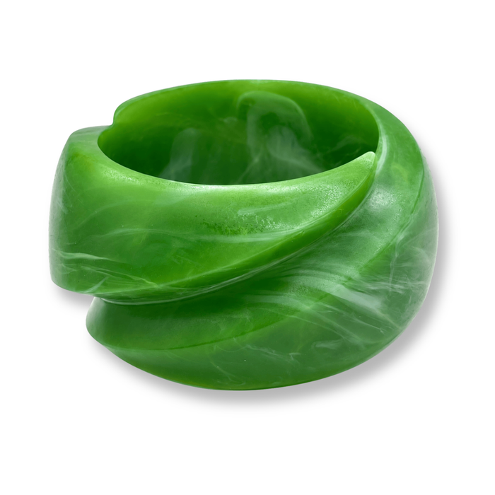 Brigite Matte Forest Green Resin Carved Bangle