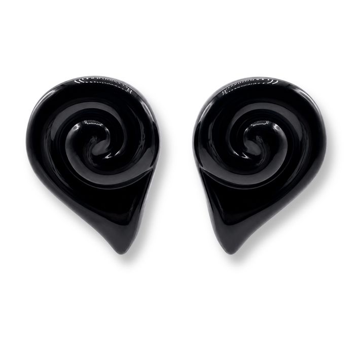 Brigite Polished Black Resin Pierced Earrings