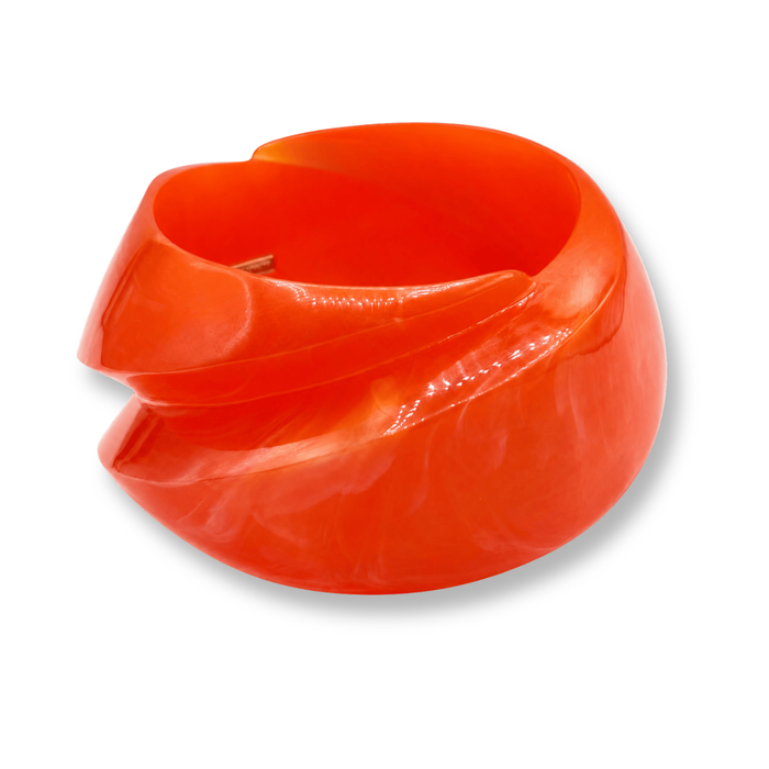 Brigite Polished Orange Resin Carved Bangle
