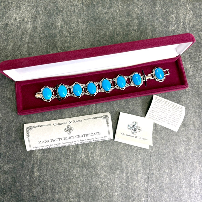 Camrose & Kross Jacqueline Kennedy faux turquoise and silvertone bracelet - NextStage Vintage