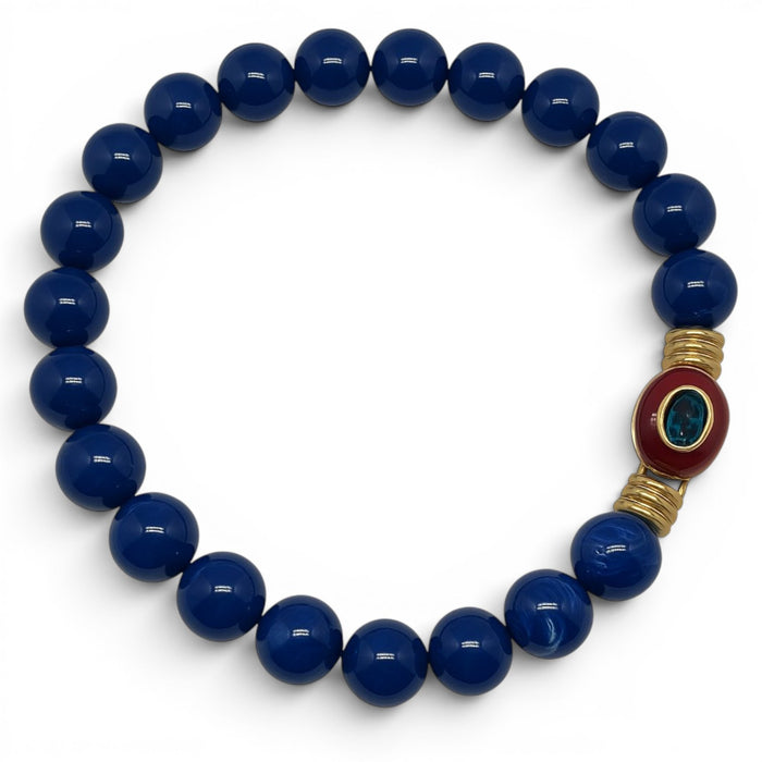 Caroline Lapis Resin Necklace With Topaz Faceted Stone Clasp