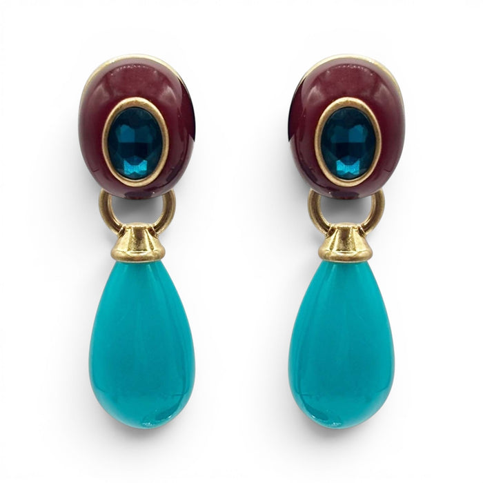 Charlotte Brown And Turquoise Resin Pierced Removable Drop