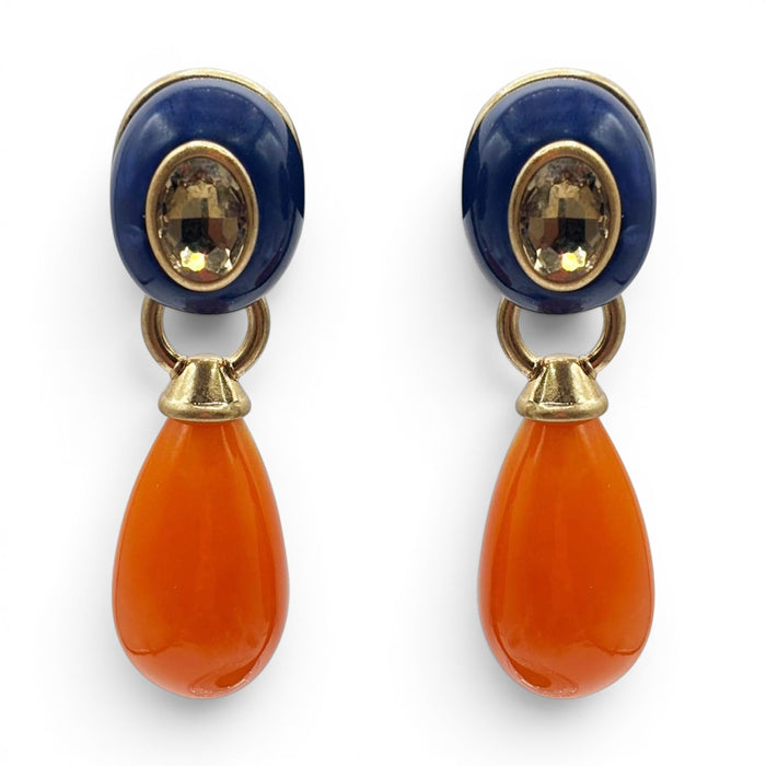 Charlotte Navy And Orange Resin Pierced Removable Drop