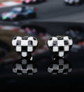 Amanda Bright Designs Heart-shaped checkered flag earring studs