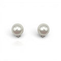 Cherie Large Round Shell Based Pearl Clip On Earrings Set In Sterling Silver