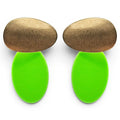Chiara Worn Gold And Lime Green Pierced Resin Drop Earrings