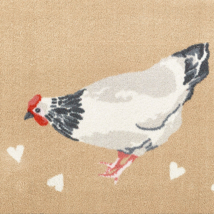 Chicken 1 Beige Washable Runner 5
