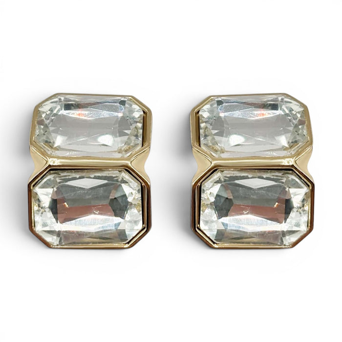 Clara Crystal Double Stone Clip Earrings