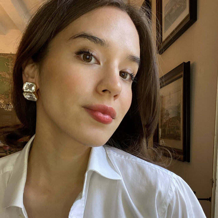 Clara Crystal Double Stone Clip Earrings