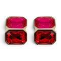 Clara Fuchsia And Ruby Double Stone Clip Earrings