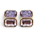 Clara Light Amethyst And Light Rose Double Stone Clip Earrings