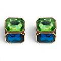 Clara Peridot And Sapphire Double Stone Clip Earrings