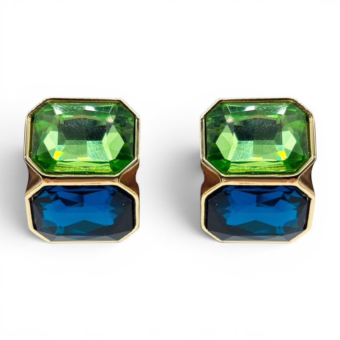 Clara Peridot And Sapphire Double Stone Clip Earrings