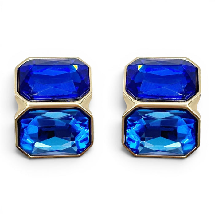 Clara Sapphire And Light Sapphire Double Stone Clip Earrings