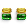 Clara Topaz And Emerald Double Stone Clip Earrings