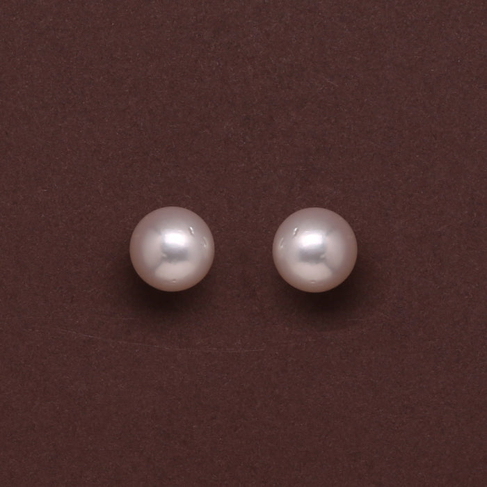 Classic Cream White South Sea Round Pearl Stud Earrings, 10.0-11.0mm