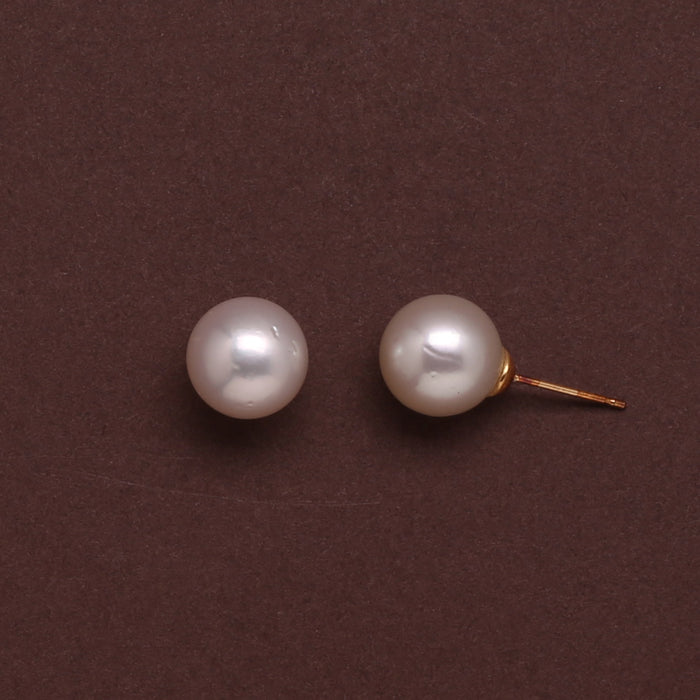 Classic Cream White South Sea Round Pearl Stud Earrings, 10.0-11.0mm
