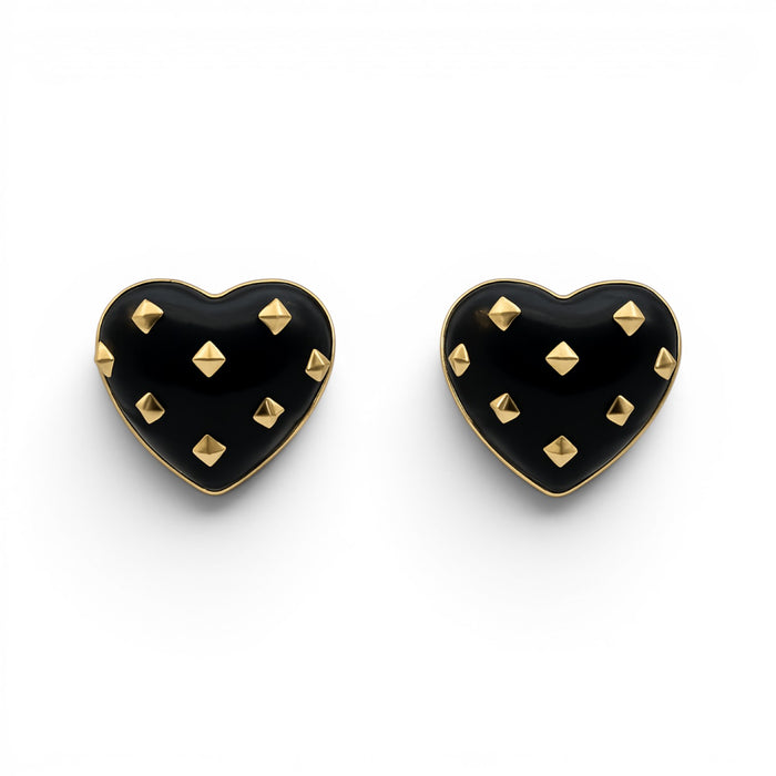 Cosette Black Heart Resin Stud Earrings