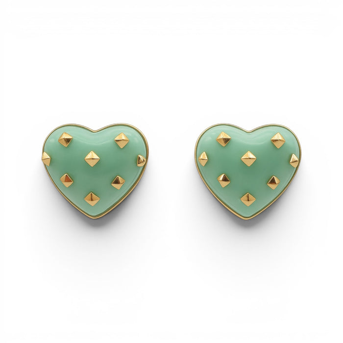 Cosette Jade Heart Resin Stud Earrings