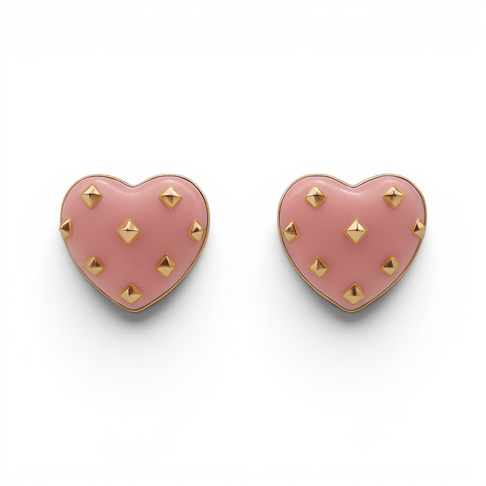 Cosette Rose Heart Resin Stud Earrings