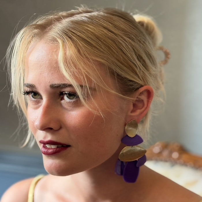 Danielle Carnelian Resin & Worn Gold Pierced Earrings