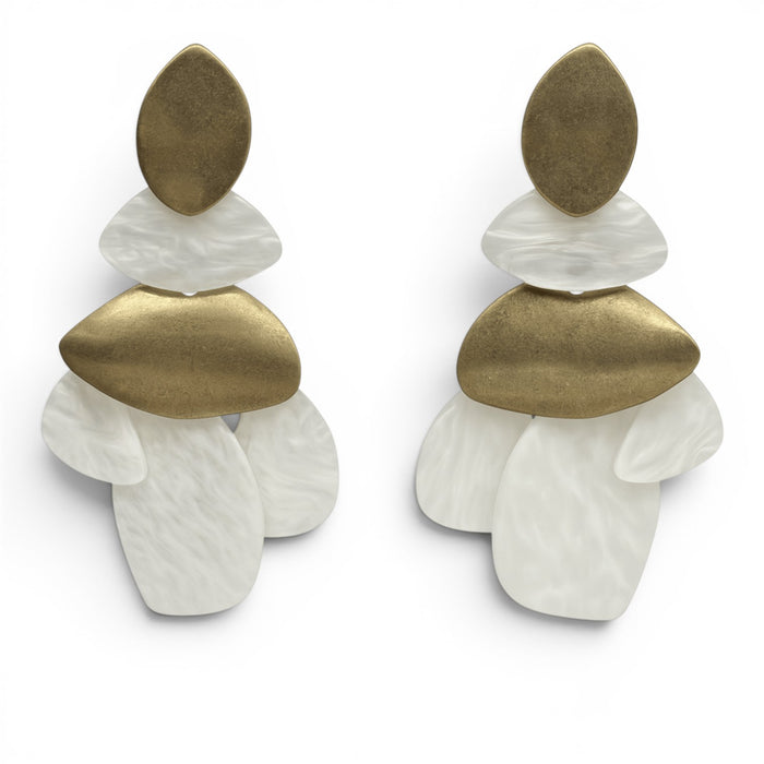 Danielle Mother Of Pearl Resin & Worn Gold Pierced Earrings
