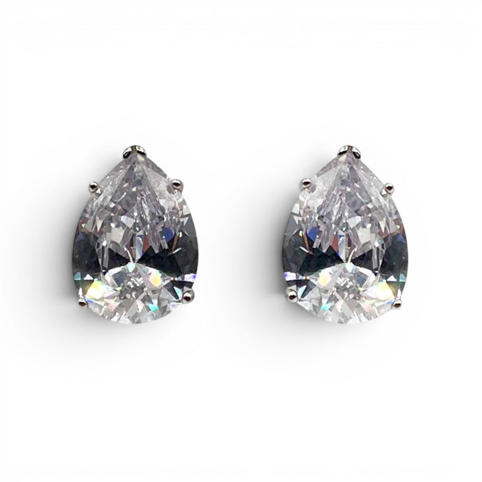 Daphne Clear Cubic Zirconia Pear-Shaped Clip On Earrings