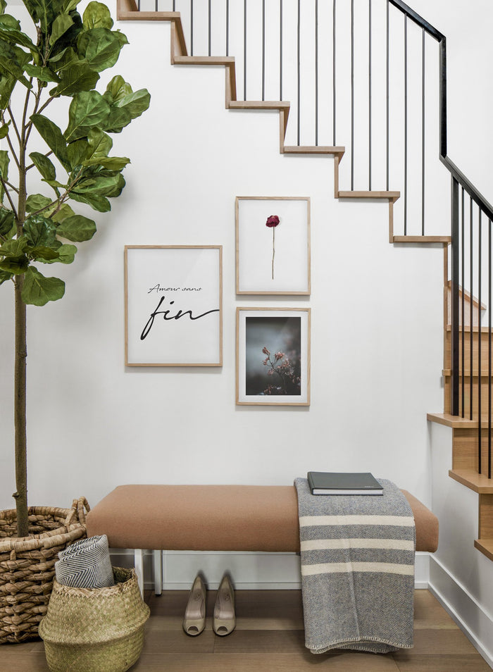 Delicate Flower - Botanical modern minimalist photography poster by Opposite Wall - Living room with staircase