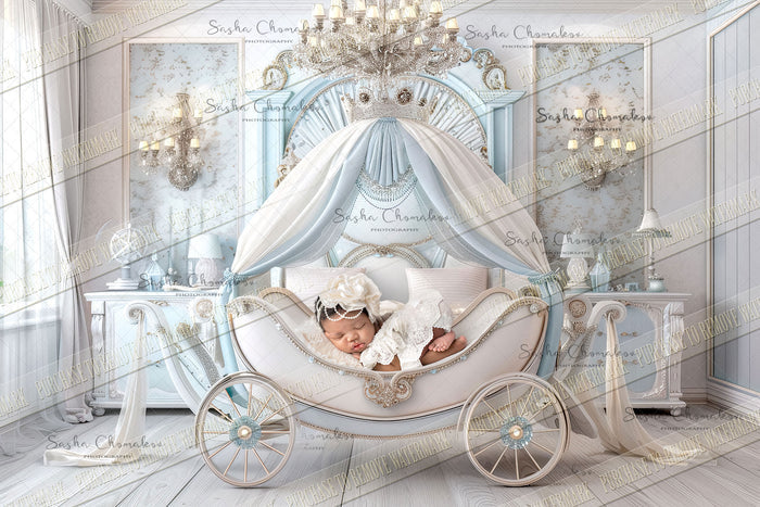 Digital background Ai generated composite blue carriage