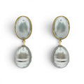 Emma Baroque Grey Glass Pearl Drop Pierced Earrings