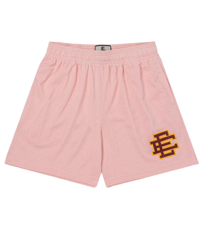 Eric Emanuel Red/Yellow Logo Shorts Pink