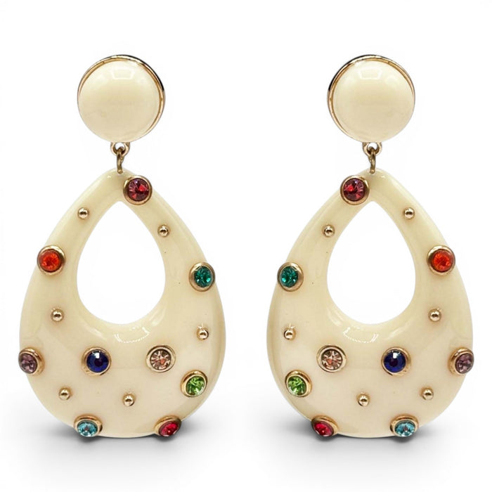 Estelle Studded Ivory Resin Large Hoop Earrings