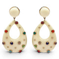 Estelle Studded Ivory Resin Large Hoop Earrings