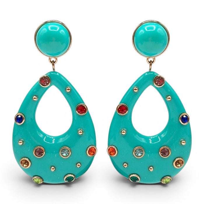 Estelle Studded Turquoise Resin Large Hoop Earrings