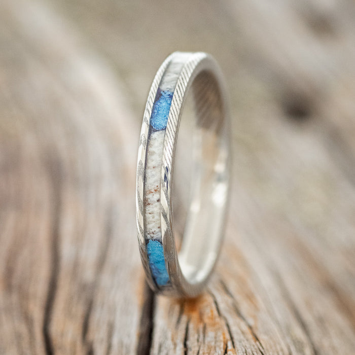 Antler & Turquoise / Damascus Steel / 3mm