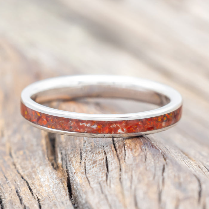 "ETERNA" - RUBY RED OPAL STACKING BAND-Staghead Designs
